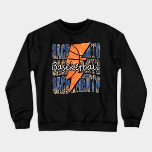 Graphic Basketball Sacramento Proud Name Vintage Crewneck Sweatshirt